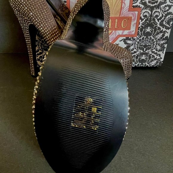 Bordello Teeze Rhinestone Platforms Pewter Size 8 - Picture 4 of 14